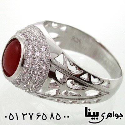 انگشتر عقیق قرمز بیضی مردانه