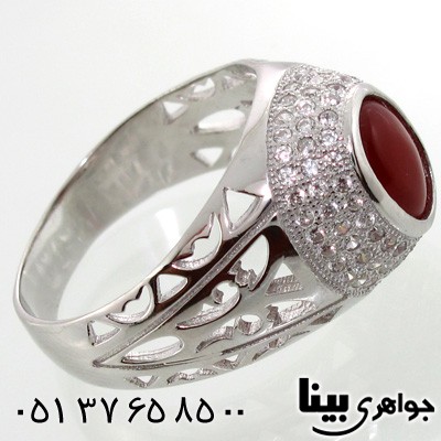انگشتر عقیق قرمز بیضی مردانه