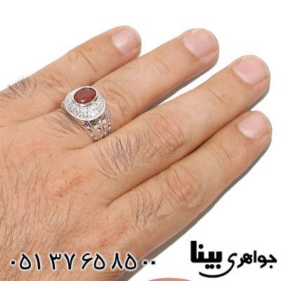 انگشتر عقیق قرمز بیضی مردانه