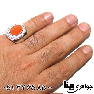 انگشتر عقیق قرمز بیضی درشت مردانه