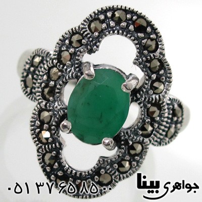 انگشتر زمرد و حدید بیضی زنانه درشت