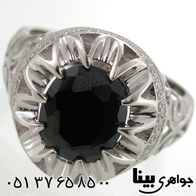 انگشتر ابسیدین سیاه دایره ای درشت مردانه