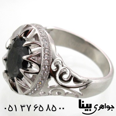 انگشتر ابسیدین سیاه دایره ای درشت مردانه