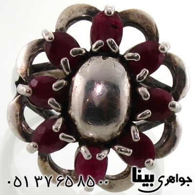 انگشتر یاقوت سرخ طرح گل درشت زنانه