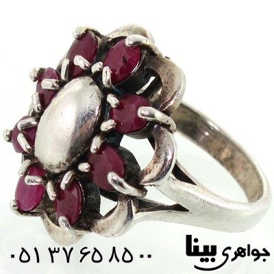 انگشتر یاقوت سرخ طرح گل درشت زنانه