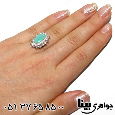انگشتر فیروزه بیضی زنانه درشت