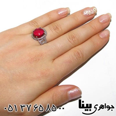انگشتر ابسیدین قرمز دایره ای زنانه