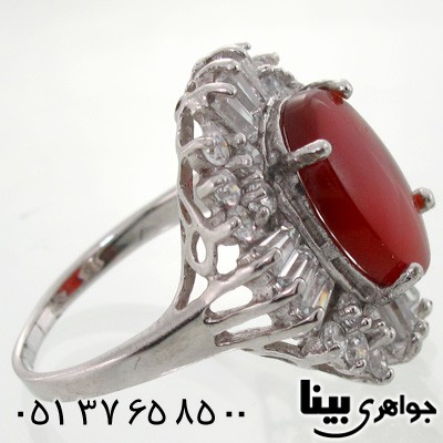 انگشتر عقیق یمنی بیضی زنانه درشت
