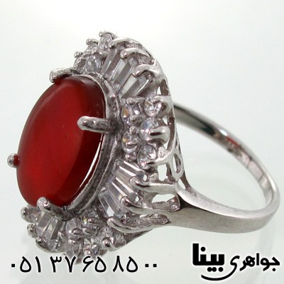 انگشتر عقیق یمنی بیضی زنانه درشت