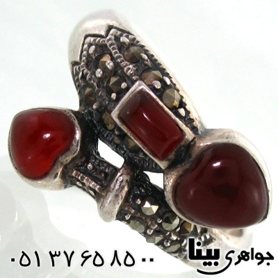انگشتر حدید و  قلب طرح عقیق زنانه