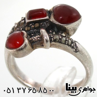 انگشتر حدید و  قلب طرح عقیق زنانه