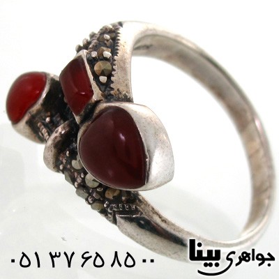 انگشتر حدید و  قلب طرح عقیق زنانه