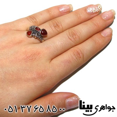 انگشتر حدید و  قلب طرح عقیق زنانه