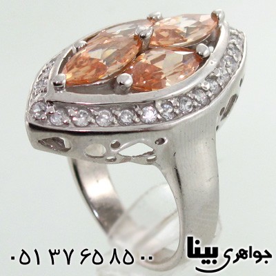 انگشتر سیترین لوزی زنانه درشت