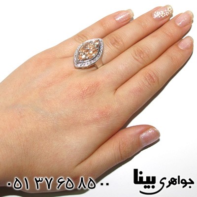 انگشتر سیترین لوزی زنانه درشت