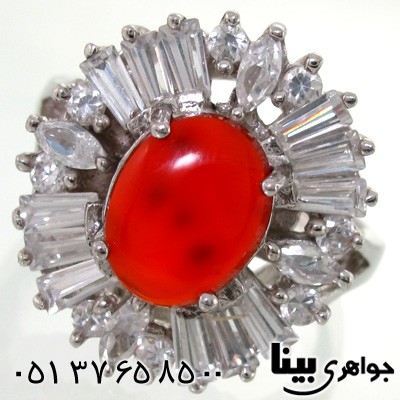 انگشتر عقیق یمنی بیضی زنانه درشت شماره دو