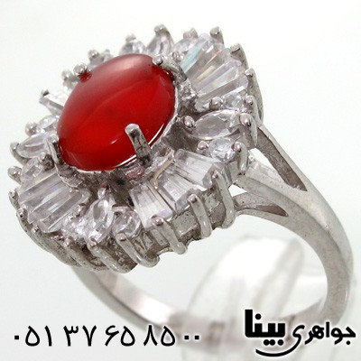 انگشتر عقیق یمنی بیضی زنانه درشت شماره دو