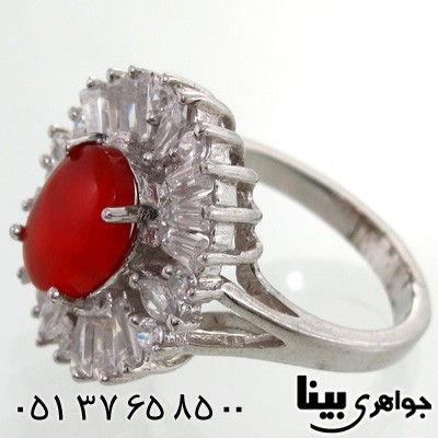 انگشتر عقیق یمنی بیضی زنانه درشت شماره دو