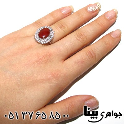 انگشتر عقیق یمنی بیضی زنانه درشت شماره دو