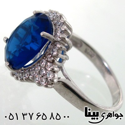 انگشتر ابسیدین آبی بیضی زنانه