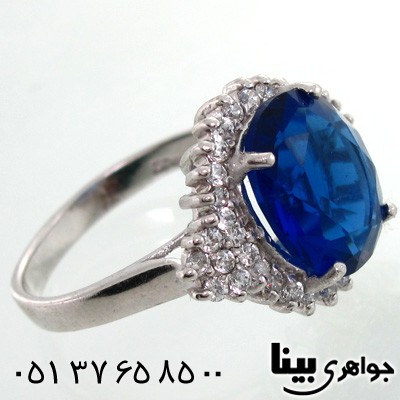 انگشتر ابسیدین آبی بیضی زنانه