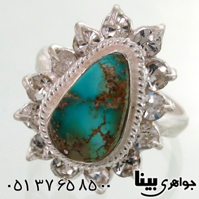 انگشتر فیروزه نیشابوری شجری زنانه طرح اشکی