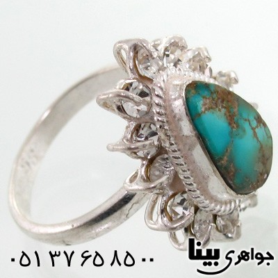 انگشتر فیروزه نیشابوری شجری زنانه طرح اشکی