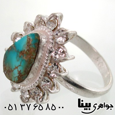 انگشتر فیروزه نیشابوری شجری زنانه طرح اشکی