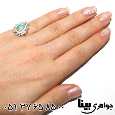 انگشتر فیروزه نیشابوری شجری زنانه طرح اشکی
