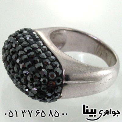 انگشتر حدید بیضی سوارسکی زنانه درشت