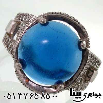 انگشتر ابسیدین آبی دایره ای زنانه