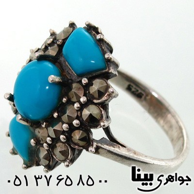انگشتر حدید و فیروزه صنعتی زنانه