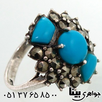 انگشتر حدید و فیروزه صنعتی زنانه