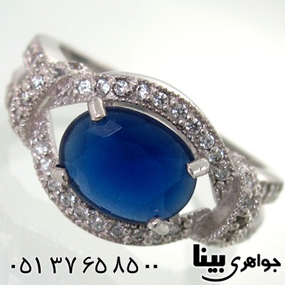 انگشتر ابسیدین آبی بیضی زنانه جدید