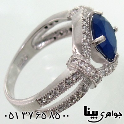 انگشتر ابسیدین آبی بیضی زنانه جدید