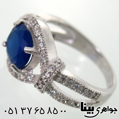 انگشتر ابسیدین آبی بیضی زنانه جدید