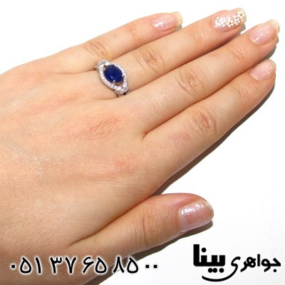 انگشتر ابسیدین آبی بیضی زنانه جدید