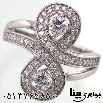 انگشتر نقره طرح گردباد نگین دار زنانه