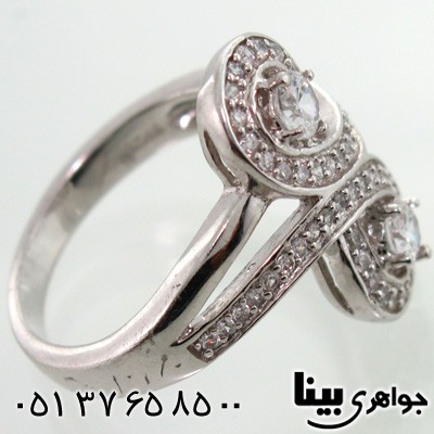 انگشتر نقره طرح گردباد نگین دار زنانه