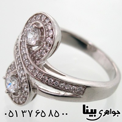 انگشتر نقره طرح گردباد نگین دار زنانه