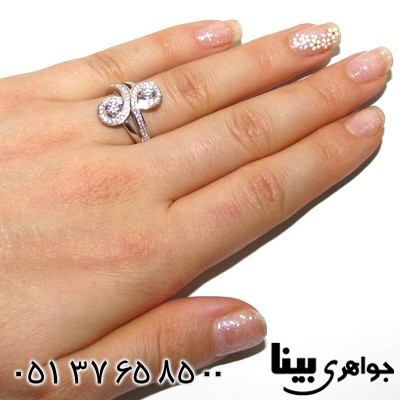 انگشتر نقره طرح گردباد نگین دار زنانه