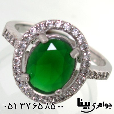 انگشتر ابسیدین سبز بیضی زنانه کلاسیک