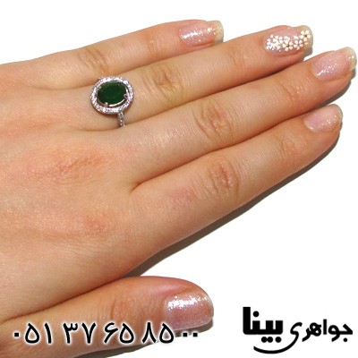انگشتر ابسیدین سبز بیضی زنانه کلاسیک