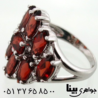 انگشتر یاقوت گارنت طرح گل زنانه درشت
