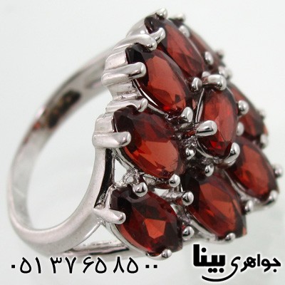 انگشتر یاقوت گارنت طرح گل زنانه درشت