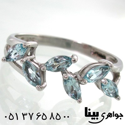 انگشتر توپاز طرح برگی زنانه