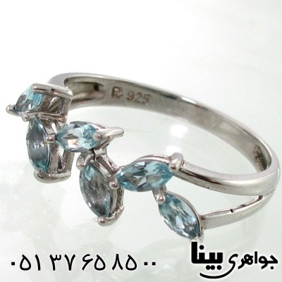 انگشتر توپاز طرح برگی زنانه