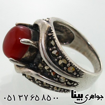 انگشتر حدید و طرح عقیق زنانه