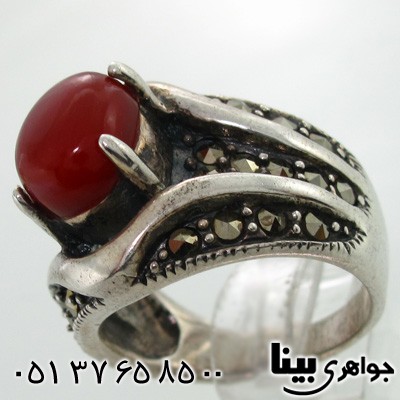 انگشتر حدید و طرح عقیق زنانه