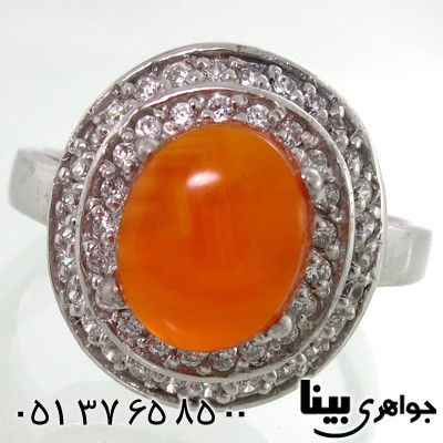 انگشتر عقیق یمنی دایره ای درشت زنانه